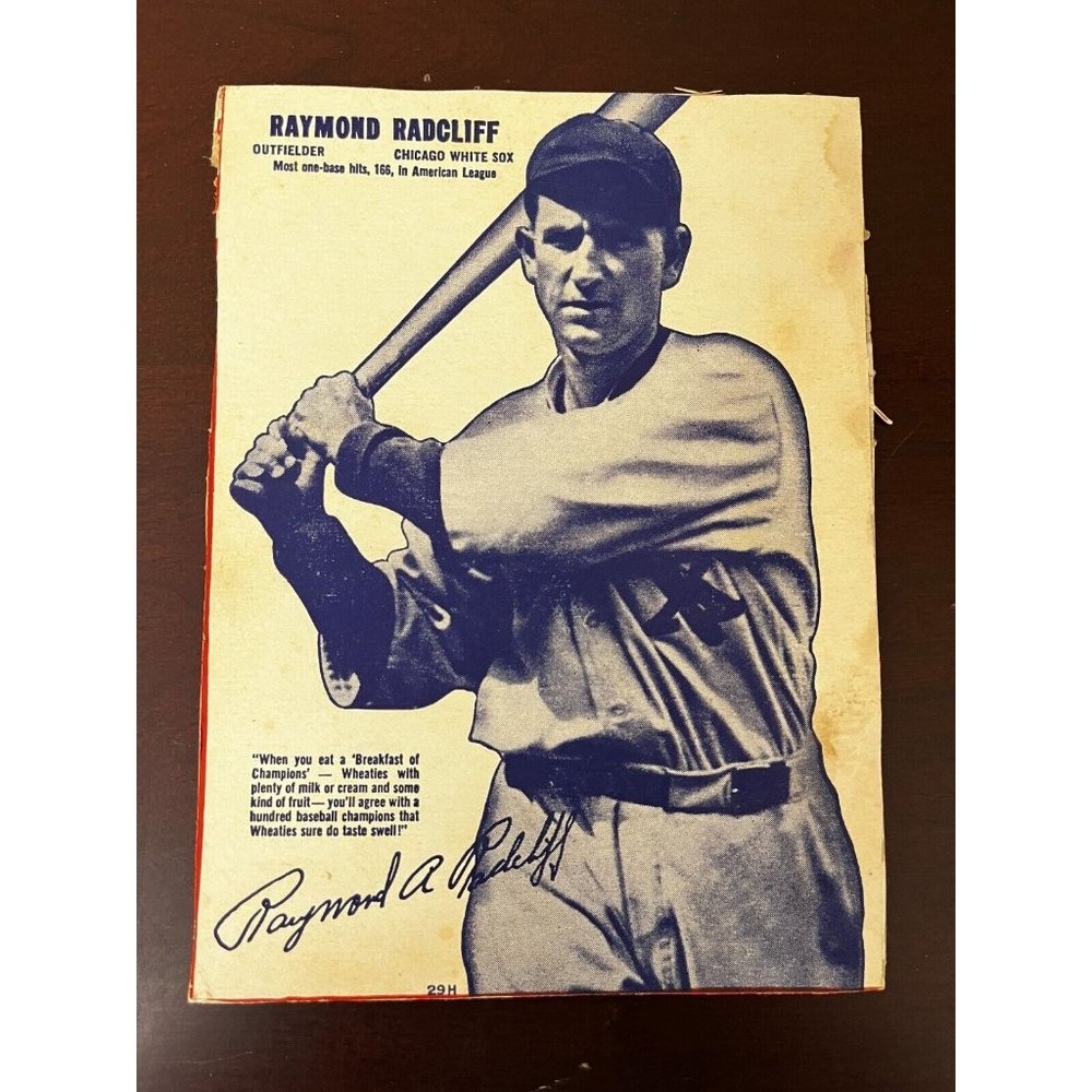 1937 Wheaties Ray Radcliff Chicago White Sox Oversize Hand Cut Baseball Card